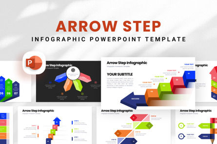 Arrow Step - Infographic PowerPoint Template, Templat PowerPoint, 10983, Bisnis — PoweredTemplate.com