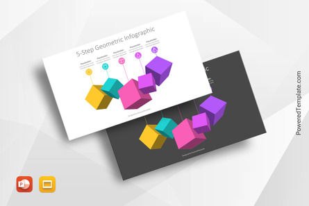 5-Step Geometric Infographic, Google 슬라이드 테마, 11023, 3D — PoweredTemplate.com