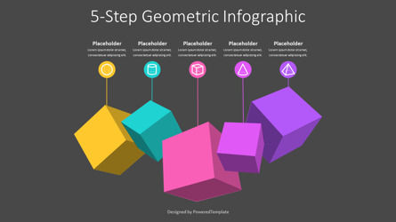 5-Step Geometric Infographic, Diapositive 3, 11023, 3D — PoweredTemplate.com