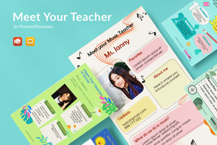 Meet The Teacher Vertical Presentation Slides, Gratis Tema de Google Slides, 11039, Education & Training — PoweredTemplate.com