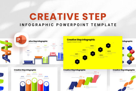 Creative Step - Infographic PowerPoint Template, Plantilla de PowerPoint, 11042, Negocios — PoweredTemplate.com