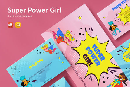 Super Power Girl Presentation Template, 11047, Education & Training — PoweredTemplate.com