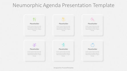 Neumorphic Agenda Presentation Template, Folie 2, 11048, 3D — PoweredTemplate.com