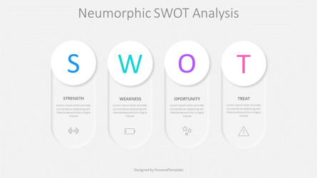 Neumorphic SWOT Analysis Presentation Template, スライド 2, 11051, 3D — PoweredTemplate.com