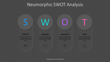 Neumorphic SWOT Analysis Presentation Template, スライド 3, 11051, 3D — PoweredTemplate.com