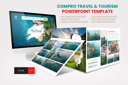 Company Profile Travel and Tourism Powerpoint Template, PowerPoint-sjabloon, 11086, Bedrijf — PoweredTemplate.com
