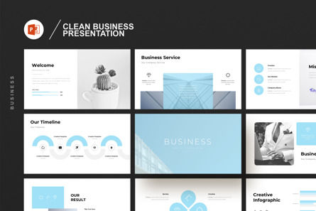 Clean Business Presentation Template, Plantilla de PowerPoint, 11105, Negocios — PoweredTemplate.com