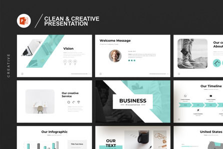 Clean Creative Presentation Template, Modele PowerPoint, 11109, Business — PoweredTemplate.com