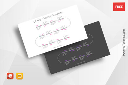 12-Year Timeline Template for Presentations, 무료 Google 슬라이드 테마, 11116, 단계 도표 — PoweredTemplate.com