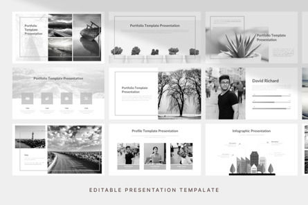 Monochrome Portfolio - PowerPoint Template, スライド 3, 11136, Art & Entertainment — PoweredTemplate.com
