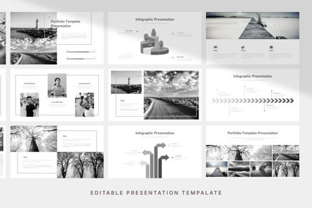 Monochrome Portfolio - PowerPoint Template, スライド 4, 11136, Art & Entertainment — PoweredTemplate.com
