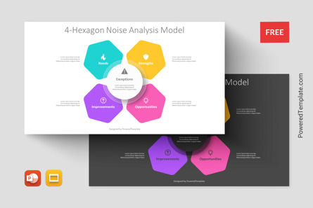 4-Hexagon Noise Analysis Model, Gratis Tema de Google Slides, 11184, Modelos de negocios — PoweredTemplate.com
