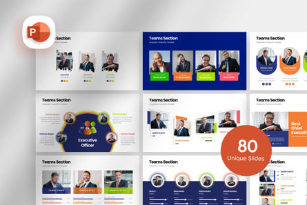 Teams Section - PowerPoint Template, PowerPointテンプレート, 11214, ビジネス — PoweredTemplate.com