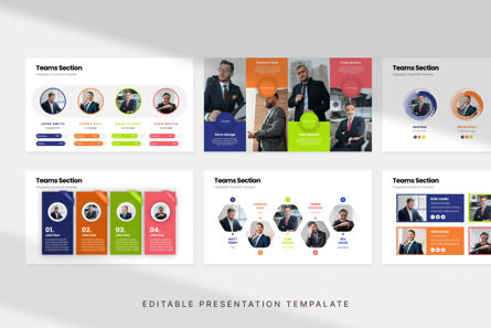 Teams Section - PowerPoint Template, Diapositiva 2, 11214, Negocios — PoweredTemplate.com
