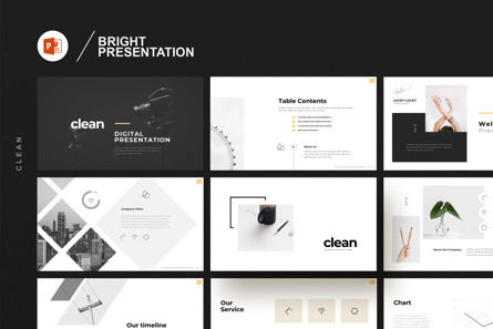 Bright Presentation Template, PowerPoint-sjabloon, 11286, Bedrijf — PoweredTemplate.com