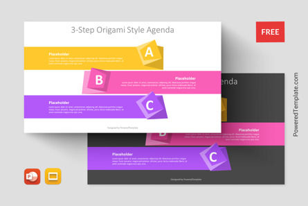 3-Step Origami Style Agenda, Gratis Tema de Google Slides, 11317, Infografías — PoweredTemplate.com