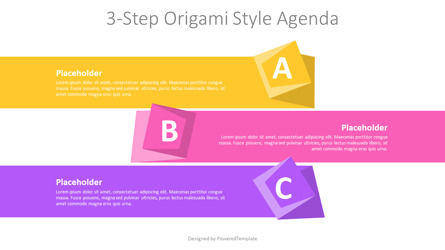 3-Step Origami Style Agenda, スライド 2, 11317, インフォグラフィック — PoweredTemplate.com