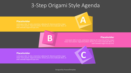 3-Step Origami Style Agenda, スライド 3, 11317, インフォグラフィック — PoweredTemplate.com