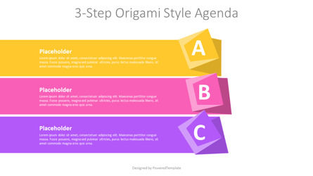 3-Step Origami Style Agenda Presentation Template, Dia 2, 11318, Infographics — PoweredTemplate.com