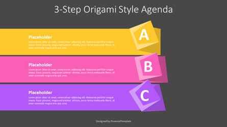 3-Step Origami Style Agenda Presentation Template, Dia 3, 11318, Infographics — PoweredTemplate.com