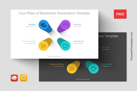 Four Pillars of Retirement Presentation Template, 무료 Google 슬라이드 테마, 11350, 3D — PoweredTemplate.com