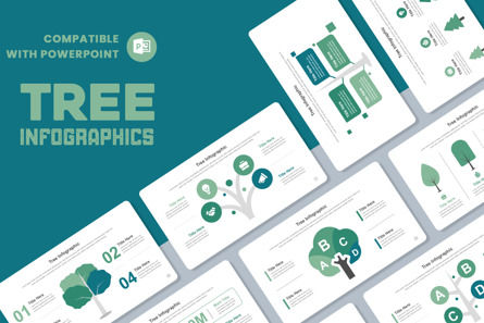 Power Point Tree Infographic Templates, Modelo do PowerPoint, 11364, Negócios — PoweredTemplate.com