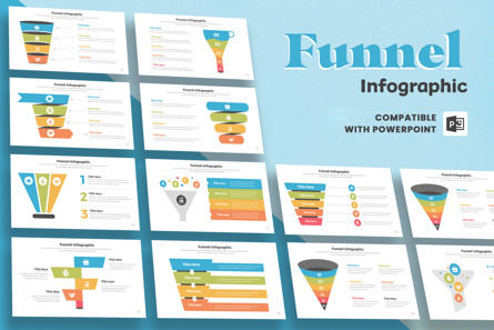 Funnel Infographic Templates, PowerPoint-sjabloon, 11380, Bedrijf — PoweredTemplate.com