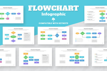 Flowchart Infographic Keynote Templates, Apple Keynote 템플릿, 11382, 비즈니스 — PoweredTemplate.com