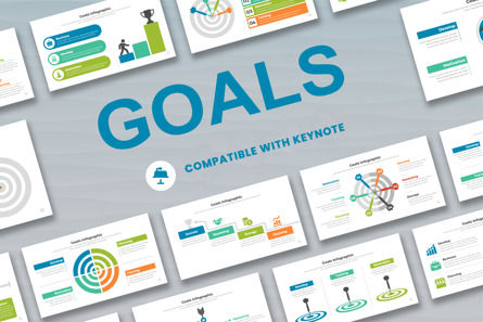 Keynote Goals Infographic Templates, Keynote Template, 11383, Business — PoweredTemplate.com