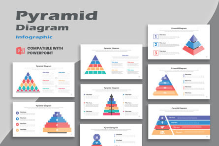 Pyramid Diagram Infographic Templates PowerPoint, Modelo do PowerPoint, 11400, Negócios — PoweredTemplate.com