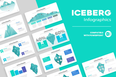 Iceberg Infographic Templates PowerPoint, 파워 포인트 템플릿, 11411, 비즈니스 — PoweredTemplate.com