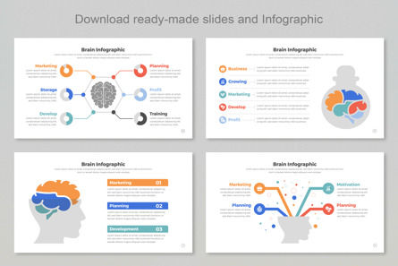 Brain Infographic Templates PowerPoint, Deslizar 4, 11412, Negócios — PoweredTemplate.com
