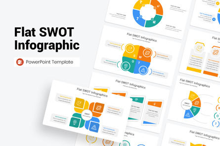 Flat SWOT Infographic PowerPoint Template, 파워 포인트 템플릿, 11445, 비즈니스 — PoweredTemplate.com