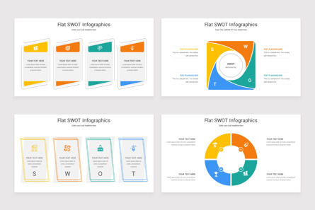 Flat SWOT Infographic PowerPoint Template, スライド 3, 11445, ビジネス — PoweredTemplate.com