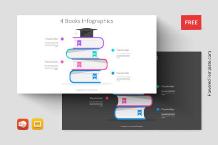 4 Books Infographics for Presentations, Gratis Tema Google Slides, 11476, Education & Training — PoweredTemplate.com