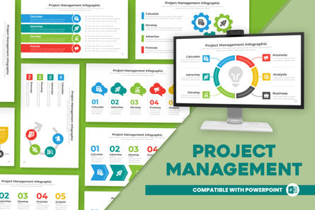Project Management Infographic PowerPoint Template, 11486, Business — PoweredTemplate.com