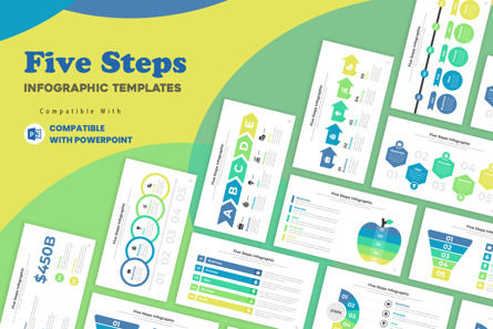 Five Steps Infographic PowerPoint PPT, Modello PowerPoint, 11492, Lavoro — PoweredTemplate.com