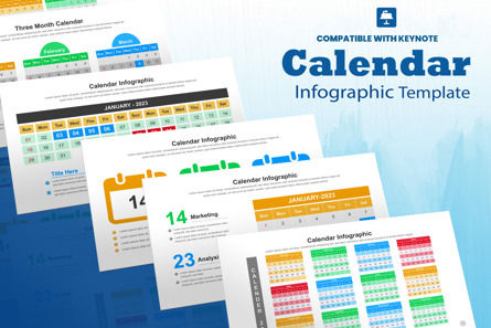 Calendar Infographic Keynote Key Design Template, 11500, Business — PoweredTemplate.com