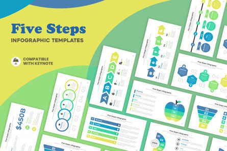 Five Steps Infographic Keynote Key Design Template, Template Keynote, 11513, Bisnis — PoweredTemplate.com