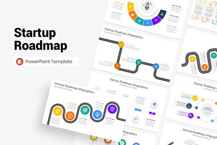 Startup Roadmap PowerPoint Template, 파워 포인트 템플릿, 11540, 비즈니스 — PoweredTemplate.com