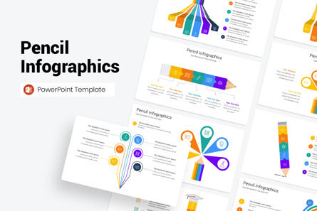 Pencil Infographics PowerPoint Template, PowerPoint Template, 11541, Education Charts and Diagrams — PoweredTemplate.com