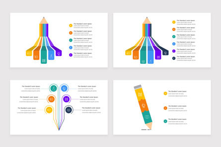 Pencil Infographics PowerPoint Template, Slide 4, 11541, Bagan dan Diagram Pendidikan — PoweredTemplate.com