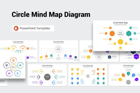 Circle Mind Map Diagram PowerPoint Template, Templat PowerPoint, 11544, Bisnis — PoweredTemplate.com