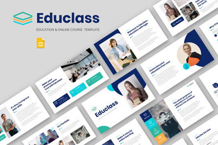 Educlass - Education Online Course Google Slide, Tema de Google Slides, 11559, Education & Training — PoweredTemplate.com