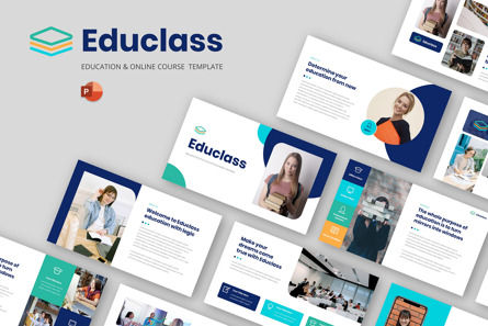Educlass - Education Online Course PowerPoint, PowerPointテンプレート, 11570, Education & Training — PoweredTemplate.com