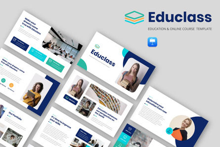 Educlass - Education Online Course Keynote, Keynote-sjabloon, 11573, Education & Training — PoweredTemplate.com