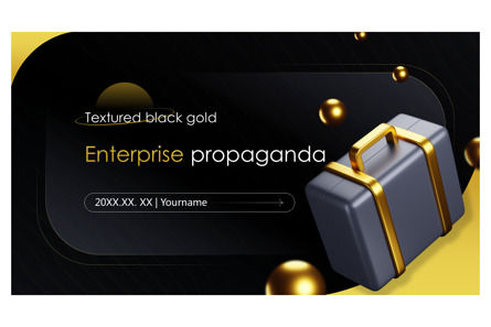 Black Gold 3D Enterprise Promotion Company Introduction 3D Design PPT, 슬라이드 2, 11578, 직업/산업 — PoweredTemplate.com