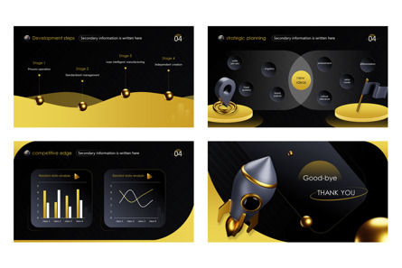 Black Gold 3D Enterprise Promotion Company Introduction 3D Design PPT, スライド 7, 11578, キャリア／産業 — PoweredTemplate.com