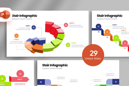 Stair Infographic - PowerPoint Template, Templat PowerPoint, 11616, Bisnis — PoweredTemplate.com