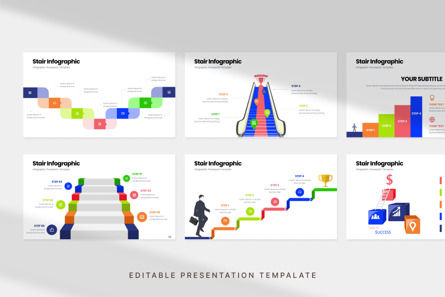 Stair Infographic - PowerPoint Template, スライド 2, 11616, ビジネス — PoweredTemplate.com